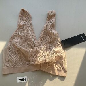 DKNY Womens DK7596 Pure Lace Bralette Smsll Cashmere Brown New